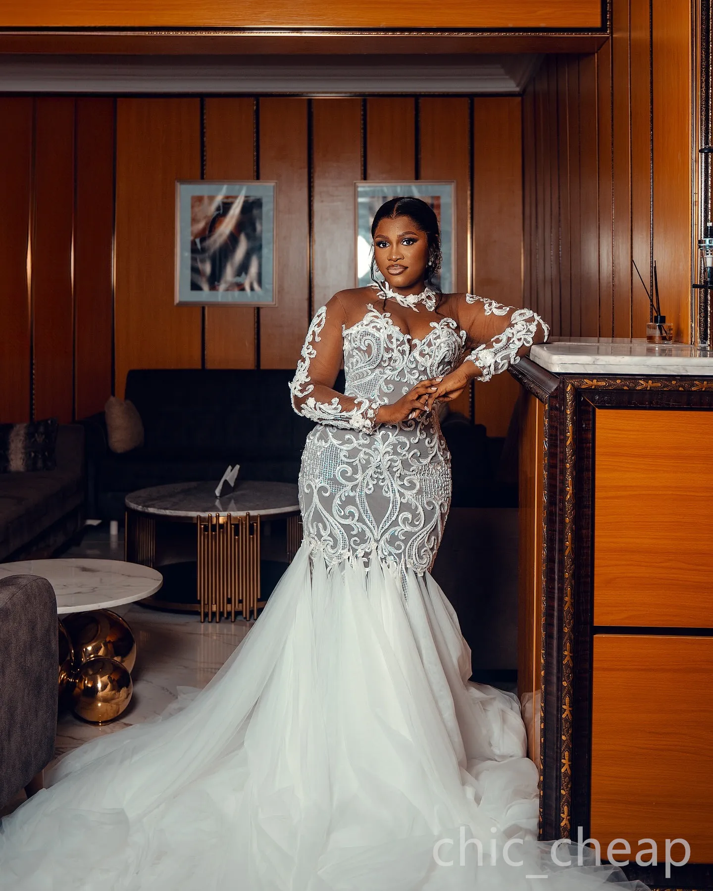 Appliques Jjshouse Mermaid Wedding Dresses JJ's House Trumpet Mermaid  V-Neck Court Train Chiffon Lace Wedding