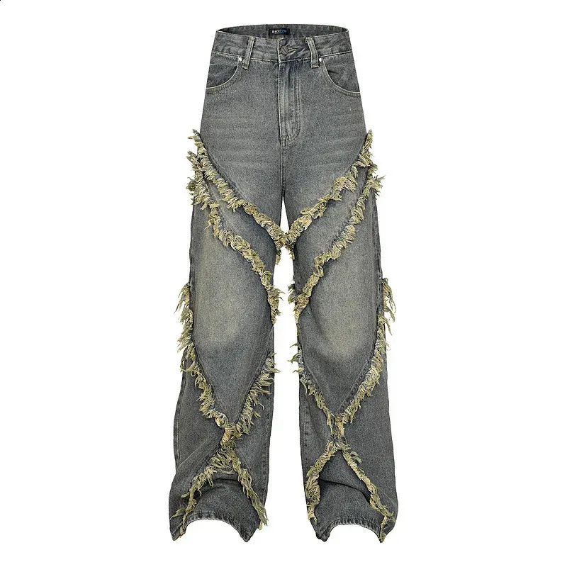 PERSONSOUL Alien Dirty Denim Jeans Distressed Jeans Modern Culture