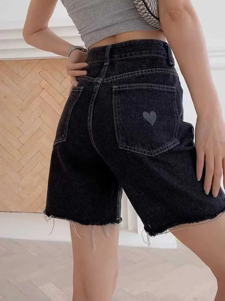 Y2K High Waist Denim Shorts - Womens Straight Leg Jeans Hot