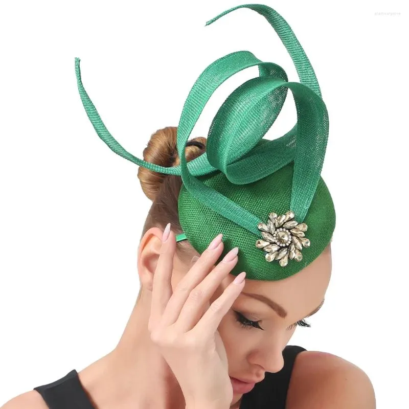 Elegant Green Fascinator Hat - Womens Wedding Headpiece with 
