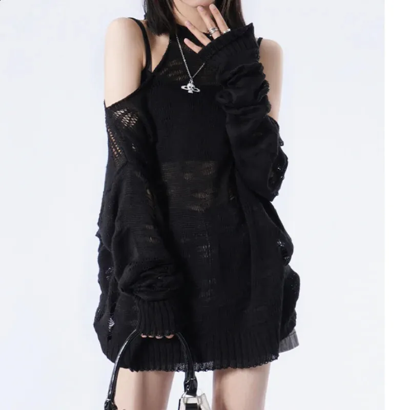 Karrram Pink Striped Gothic Sweaters Women Ripped Holes Loose Knitted Pullover Frayed Fairy Grunge Jumpers Emo.jpg Q90.jpg