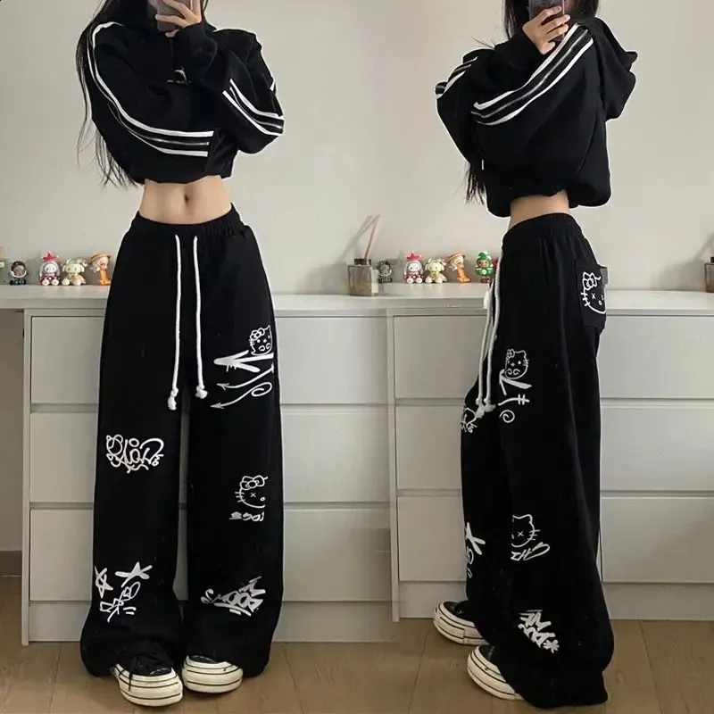 Retro Graffiti Baggy Pants Y2K Wide Leg Sweatpants, Straight Leg  Shop Now!