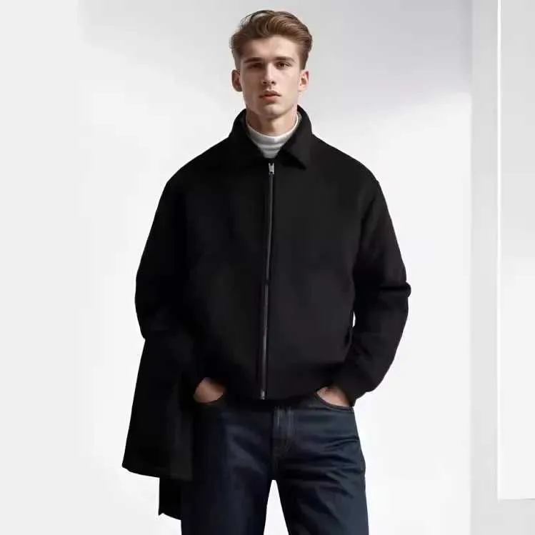 Premium Wool Blend Mens Jacket: Spring/Autumn Casual Coat