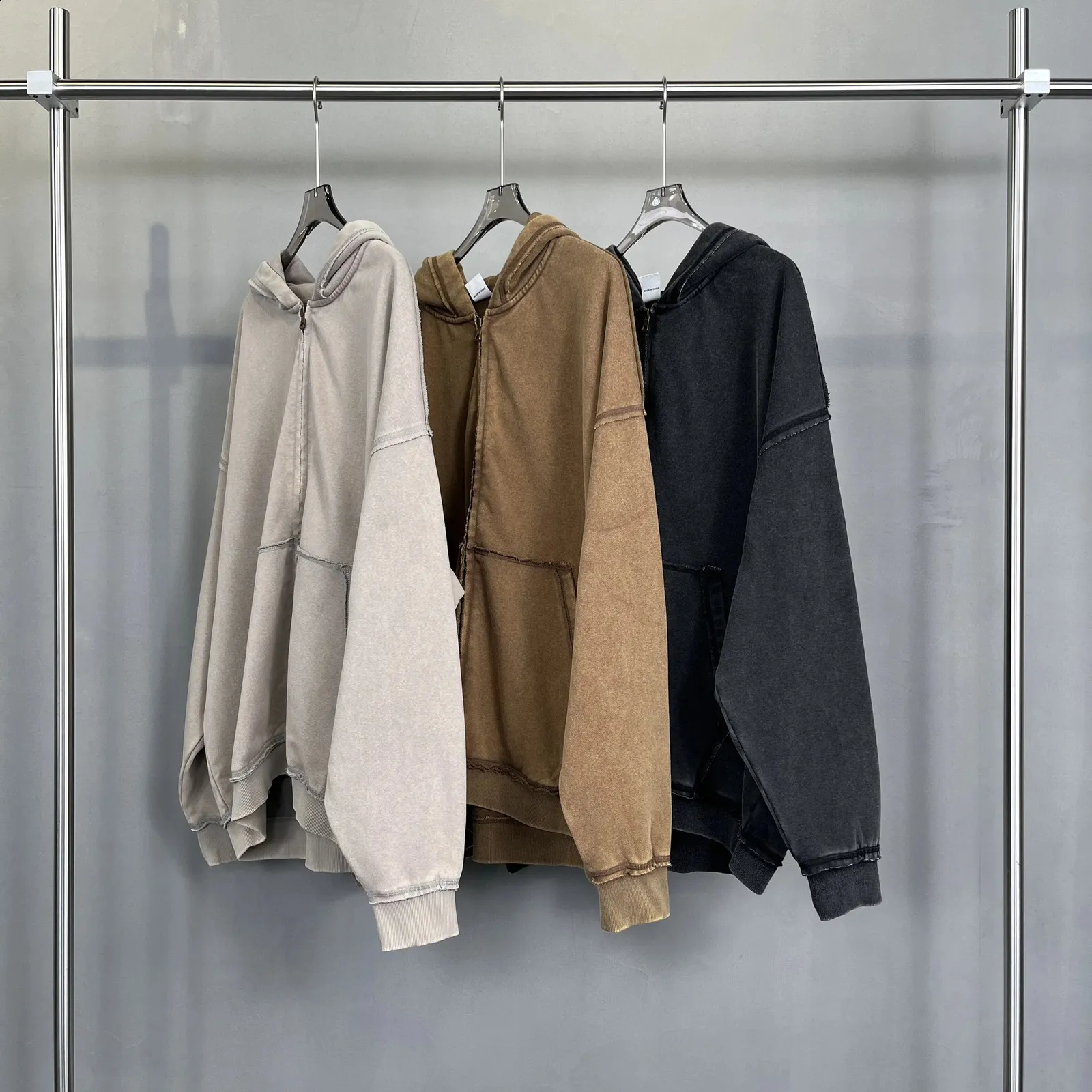 Halcyon Double Zipper Hoodie Loose Edge Design Comfortable Casual