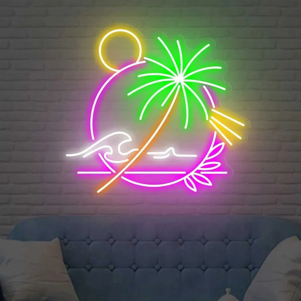 No Bad Days パームツリー ネオンサイン 照明 店舗装飾 アメリカ雑貨 Tropical Vintage Sunset Palm Tree Artwork Led Neon Sign