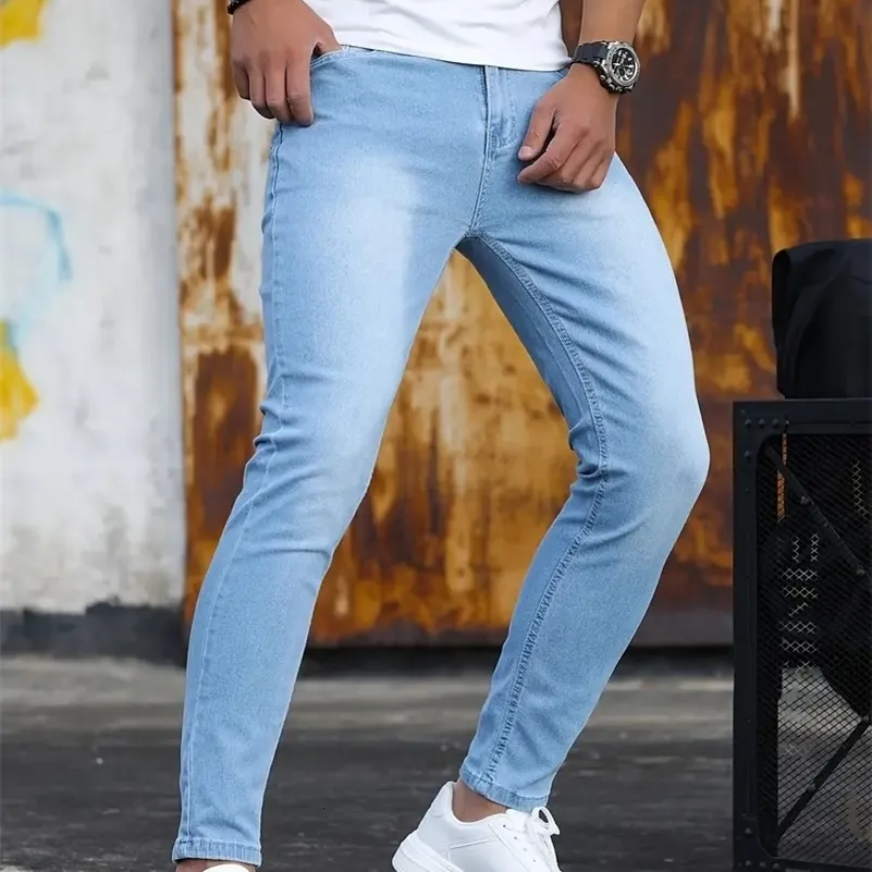 Pantalones De Hombre Retro Lavado Con Cremallera Jeans
