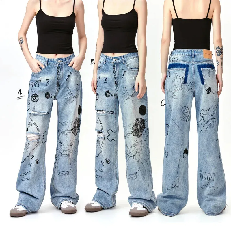 国内で当店のみ Supermade - Hand-painted Graffiti Baggy Jeans Hand-painted Graffiti Baggy Jeans | Thesupermade®