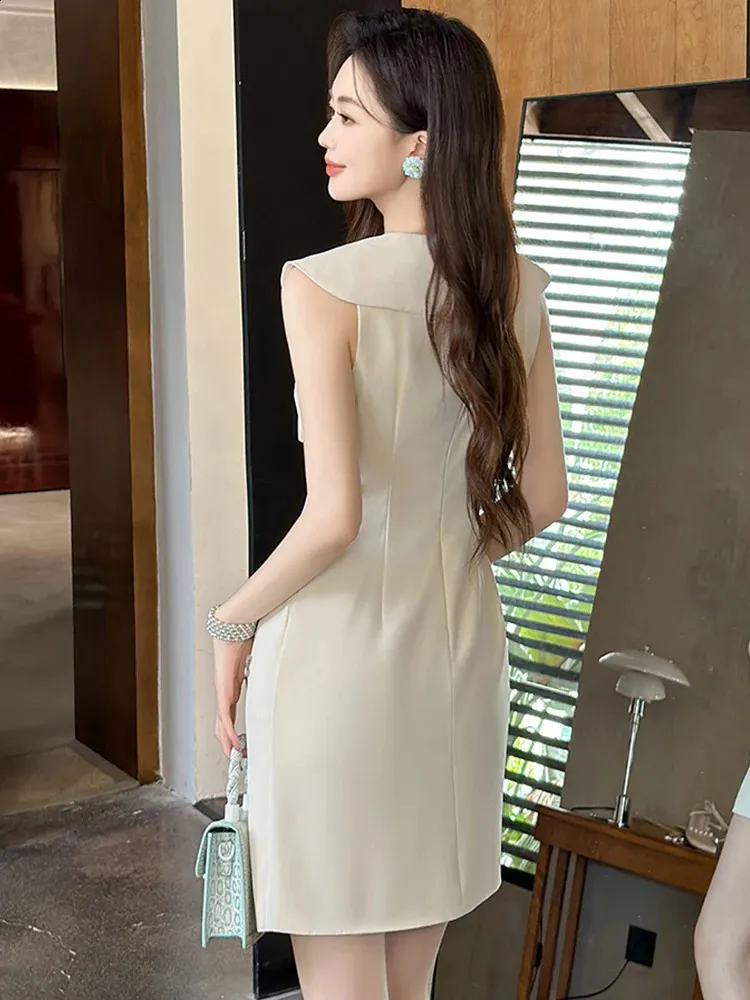 Classic Slim Fit Birthday Party Dress with Tie, Diamond Flowers, and Tie for Women - Perfect for Banquets, Dates, or Special Occasions (Vestidos Mujer