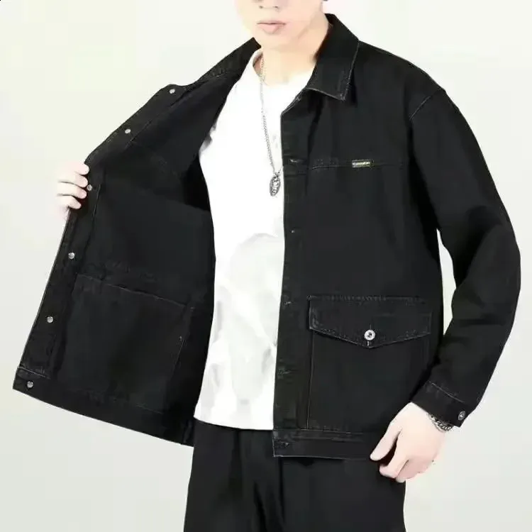 Mens Vintage Y2K Rock G Black Denim Mens Denim Jacket With