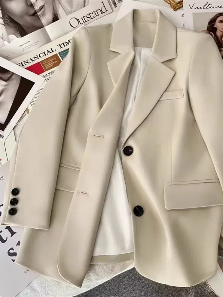 Korean Fashion Womens Blazers Beige Suit Jacket Womens Spring in Temperament Commuting Casual Jacket Streetwear Autumn 240819 Korean Fashion Womens Blazers Beige Suit Jacket Womens Spring in Temperament Commuting Casual Jacket Streetwear Autumn 240819