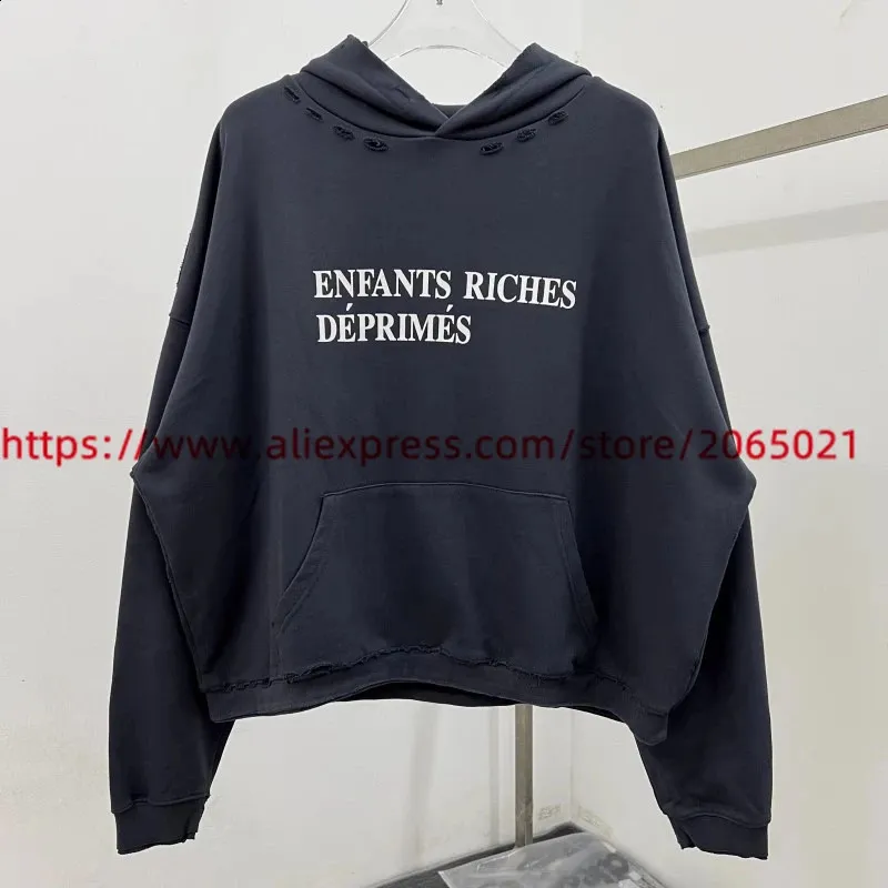 送料関税込 【NO E MOSEN】 Washed Distressed Hoodie DHgate.com:Hip-Hop Washed Blue ERD Distressed Hoodie with