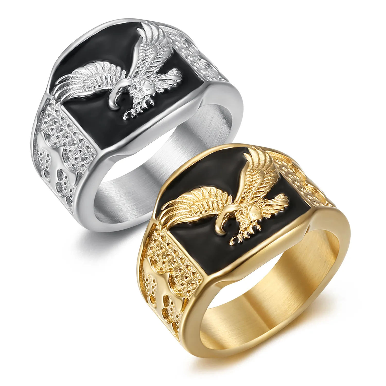 Anello Uomo Testa D'Aquila Vichinga, Amuleto Totem Aquila Bianca Americana, Gioiello Punk In Lega, Regalo Per Uomo