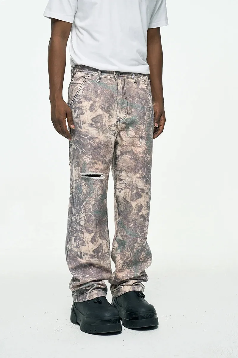 Men's Leaf Camouflage Knife Cut baggy jeans - Hip-Hop Men's Leaf Camouflage Knife Cut baggy jeans - Hip-Hop