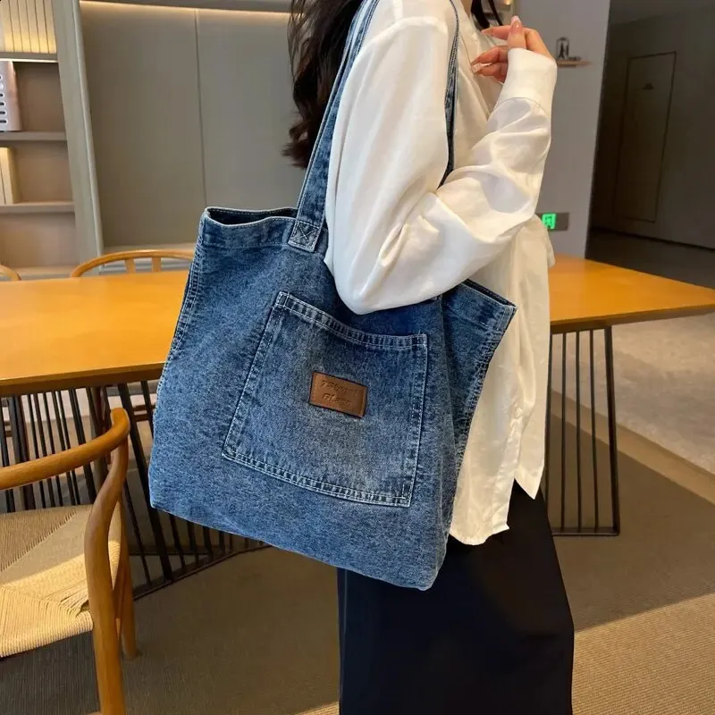 Large Capacity Denim Tote: Stylish Ladies Leather Clutch Bag Shoulder Bag  Shop Now!