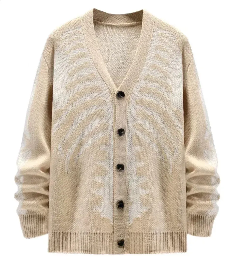Unisex Jacquard Knit Cardigan Casual Loose Fit, Spring Autumn