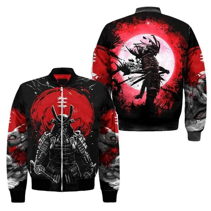 人気ブランドの新作 Harajuku 3D Jacket Baseball Print Warrior Samurai Japanese ジャケット・アウター