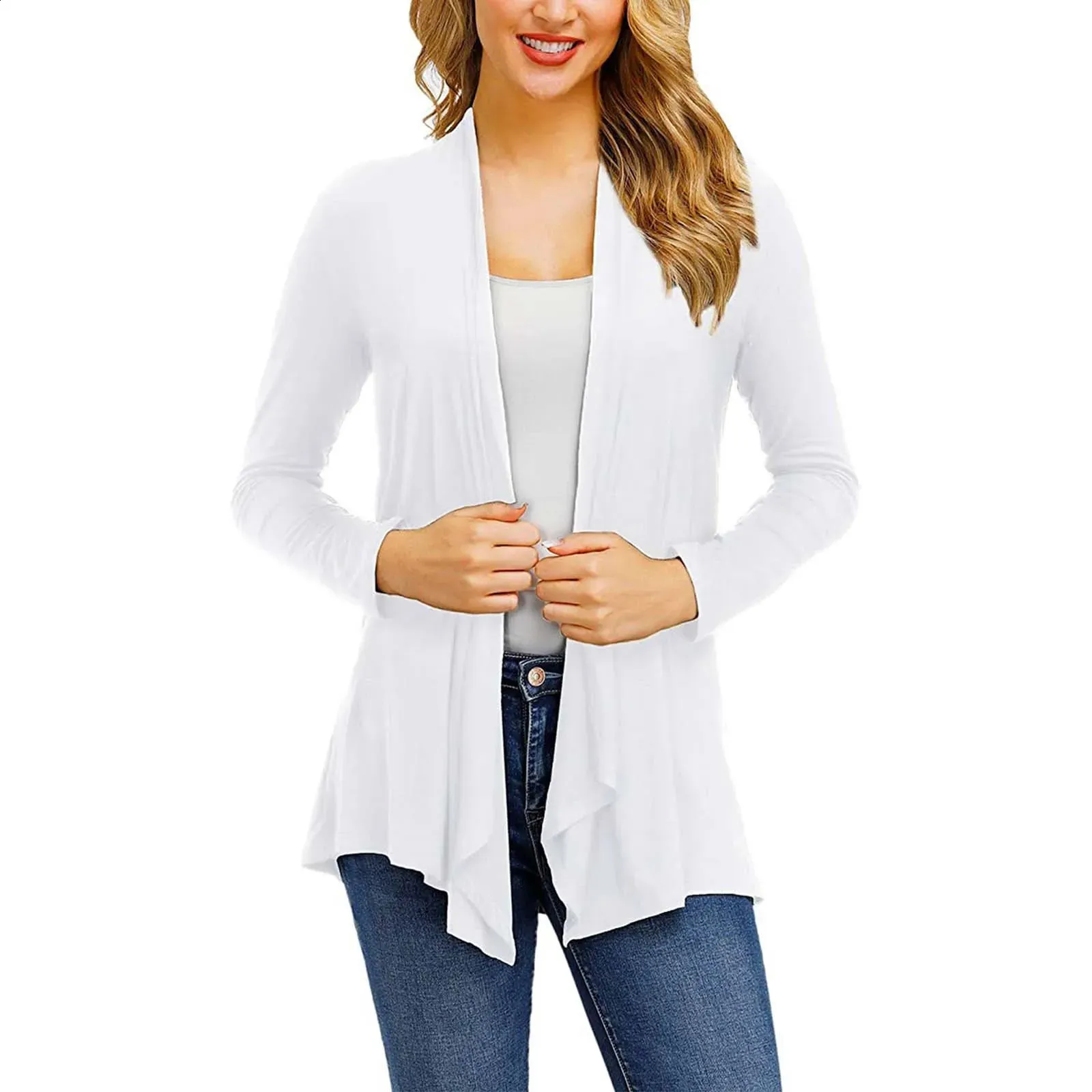 Daily Simplicity Solid Flounce V Neck Outerwear Daily Simplicity Solid Flounce V Neck Outerwear