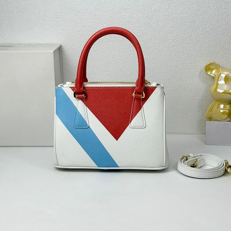 Tote Bag Designer Bags Handbag Prapurse Fashion Red Handle Totes High Quality 3 Color Splicing Crossbody Bags Shoulder Bags Metal Zipper Travel