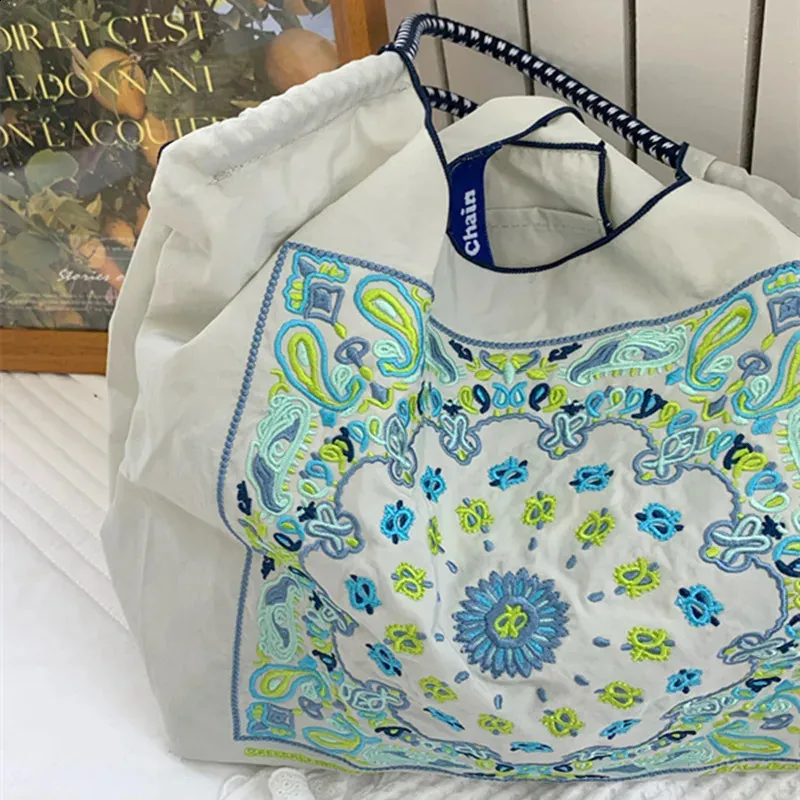 ★TOUT Y EST★ Boxyhan Shopper Bag 53 Paisley Eco Bag All Bl DHgate.com:Paisley Embroidery Tote Bag: Large Nylon Shopper