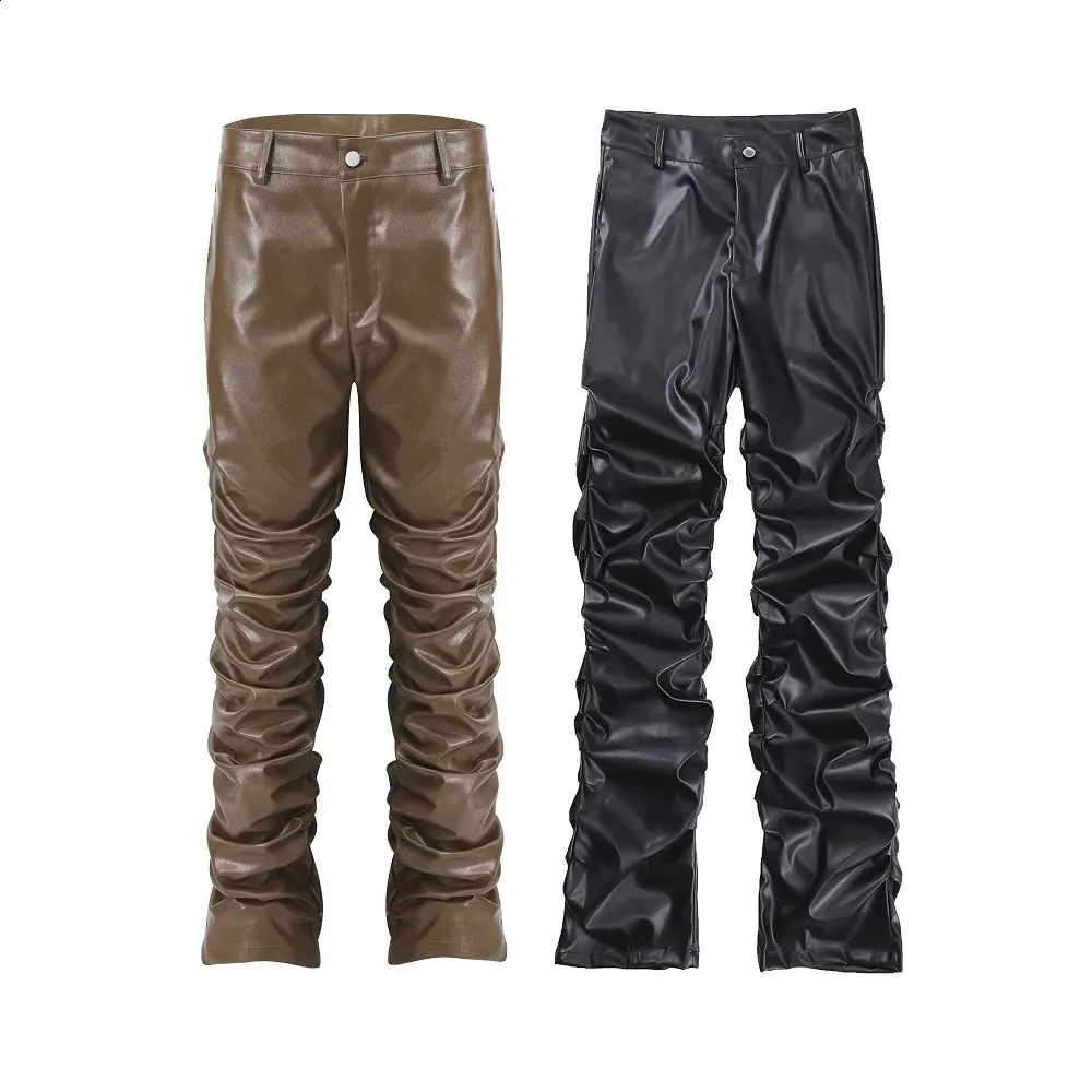 RHNDE Men's Pleated Leather motorcycle slacks RHNDE Men's Pleated Leather motorcycle slacks