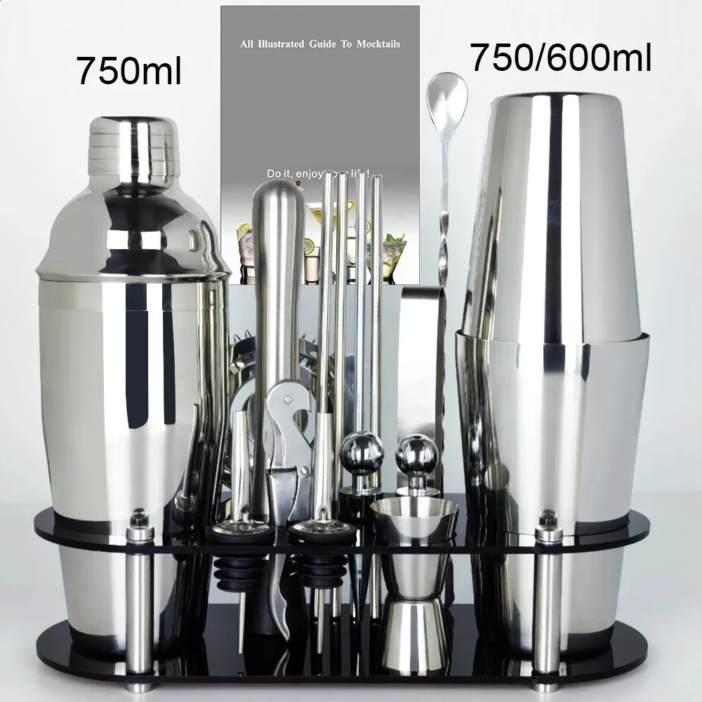 12-Piece Stainless Steel Cocktail Shaker Set With Rotating Stand - 25 Oz Bartender Kit For Beginners & Pros, Home Bar Essentials