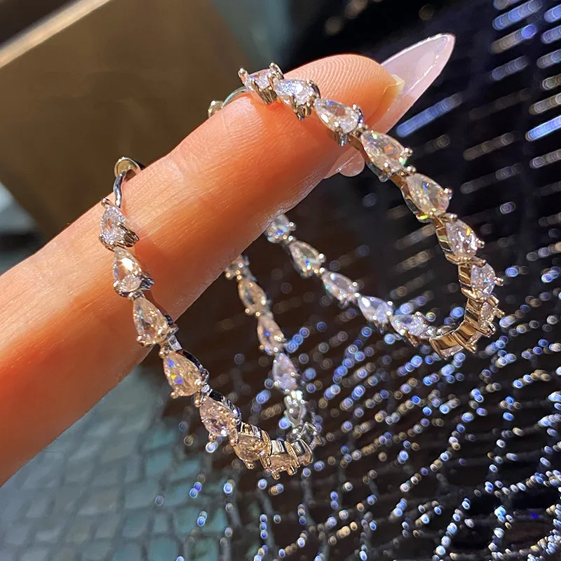 Gorgeous AAA Blue Cubic Zircon Drop Earrings Women Wedding Jewelry Noble Accessories Party Classic Jewelry High Quality