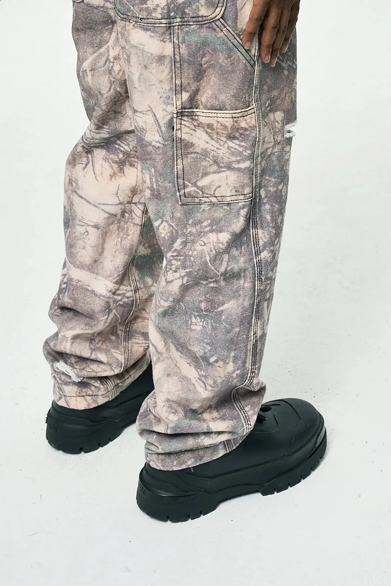 Men's Leaf Camouflage Knife Cut baggy jeans - Hip-Hop Men's Leaf Camouflage Knife Cut baggy jeans - Hip-Hop