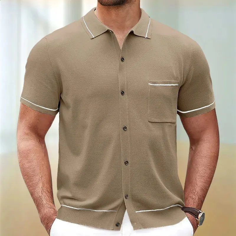 Short Sleeve Men's Long Sleeve Knit Shirts With Collar Save