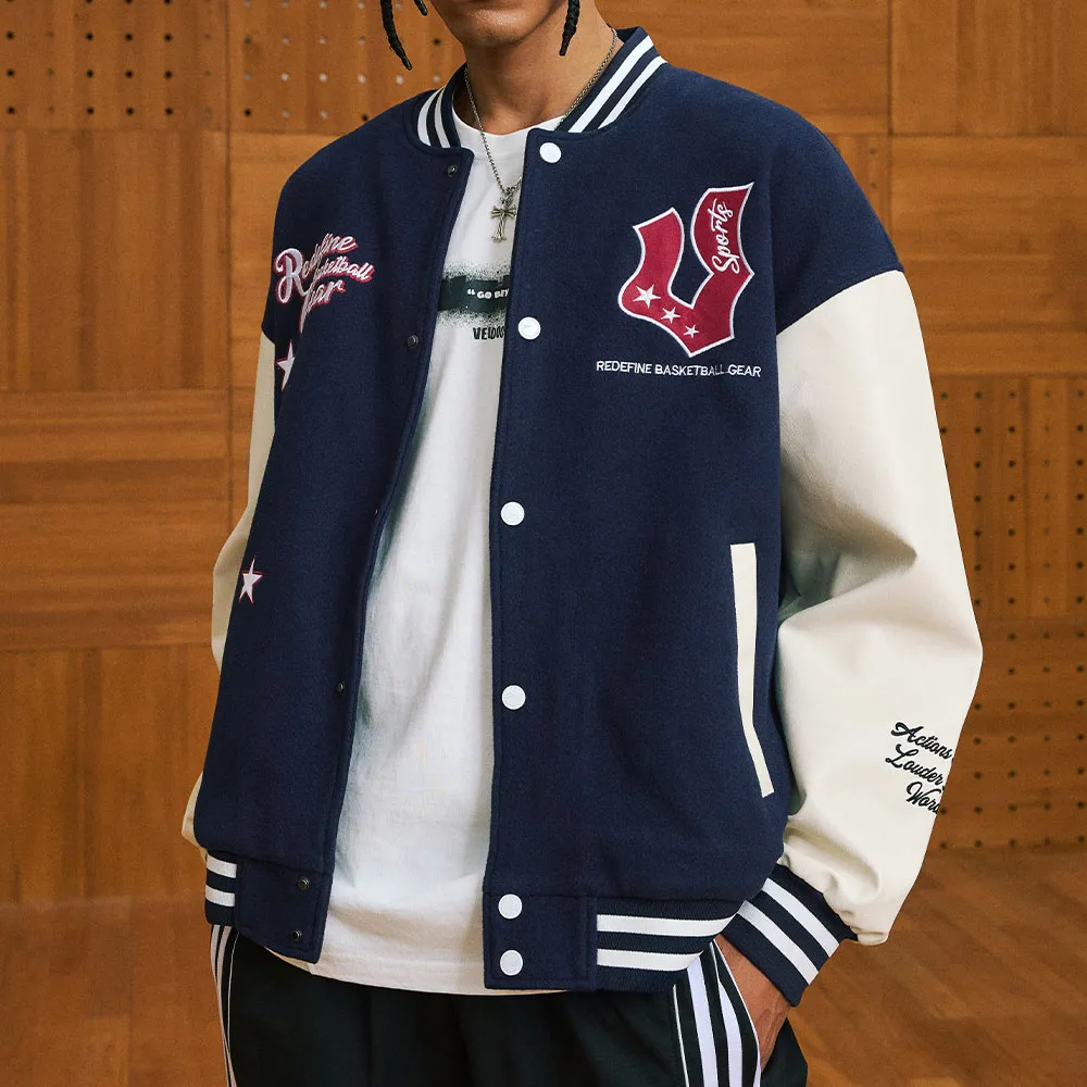 Veidoorn Preppy Varsity Jacket Herr Tonåringar Chic Bokstavstryck Kraftigt Broderi Avslappnad Baseballjacka för Höst och Vinter_voghion.com