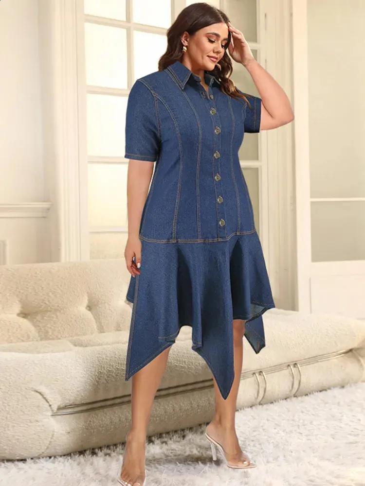 ZENNILO Plus Size T-Shirt Dress For Women - Flowy Swing Tunic With Pockets, Dark Blue, X-Large Casual Summer Dress - View #4