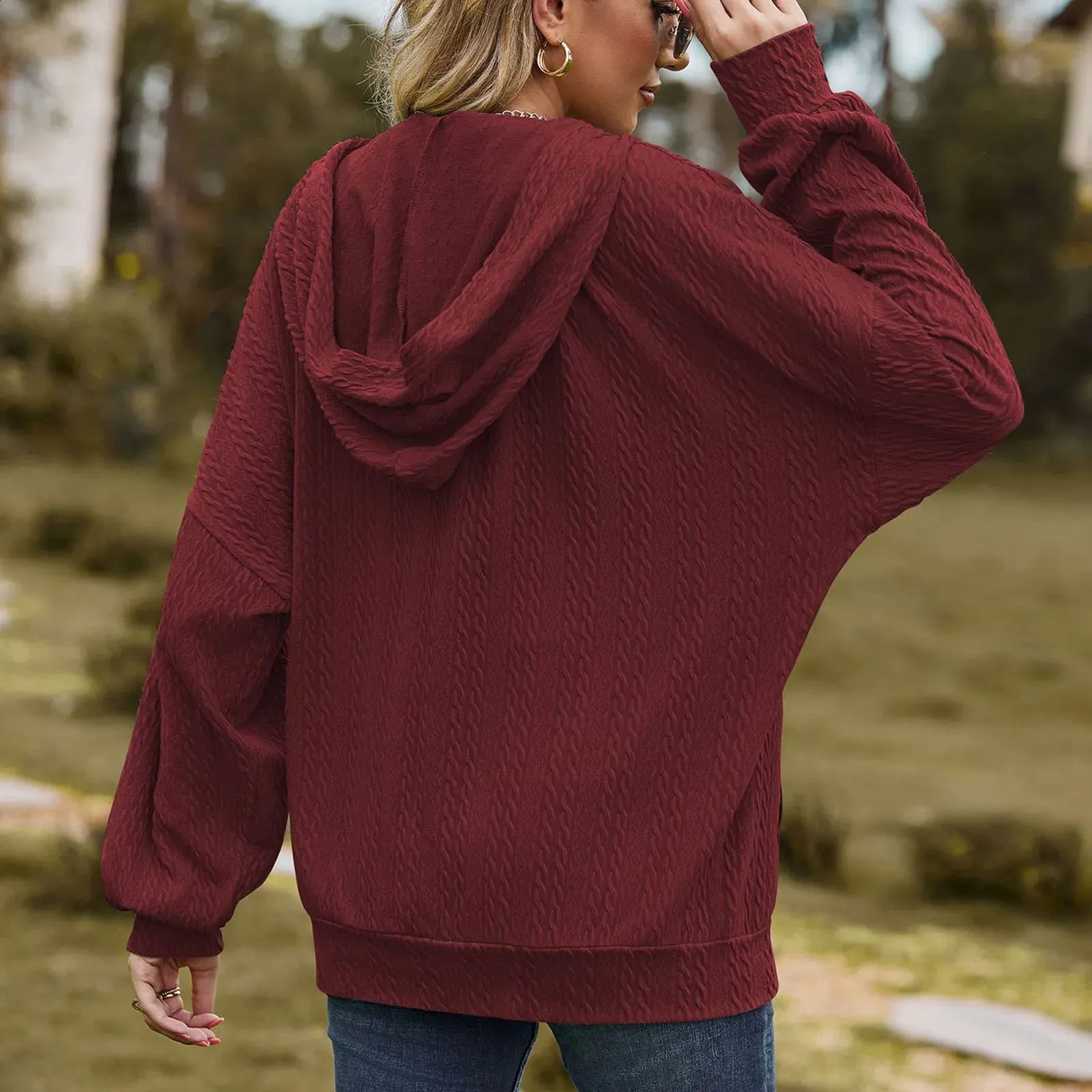 Sweat à Capuche Femme Zippé - Coupe Ample Grande Taille - Coton/Polyster - Pour Automne/Hiver - Style Décontracté Streetwear