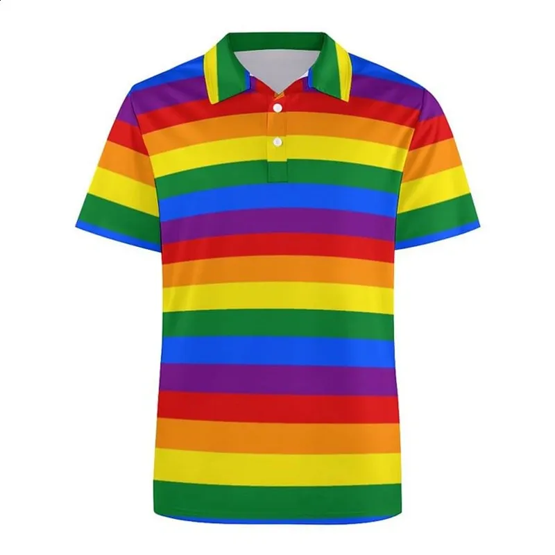 Men's Pride Button-Up Shirt – Rainbow LGBT Short Sleeve Cotton Blend Shirt For Pride Month & Support - View #7