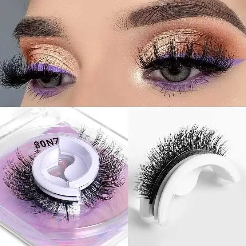 TOVINANNA 3D Selbstklebende Wimpern – Wiederverwendbar, Für Natürlichen Look, Style 05, Schwarz