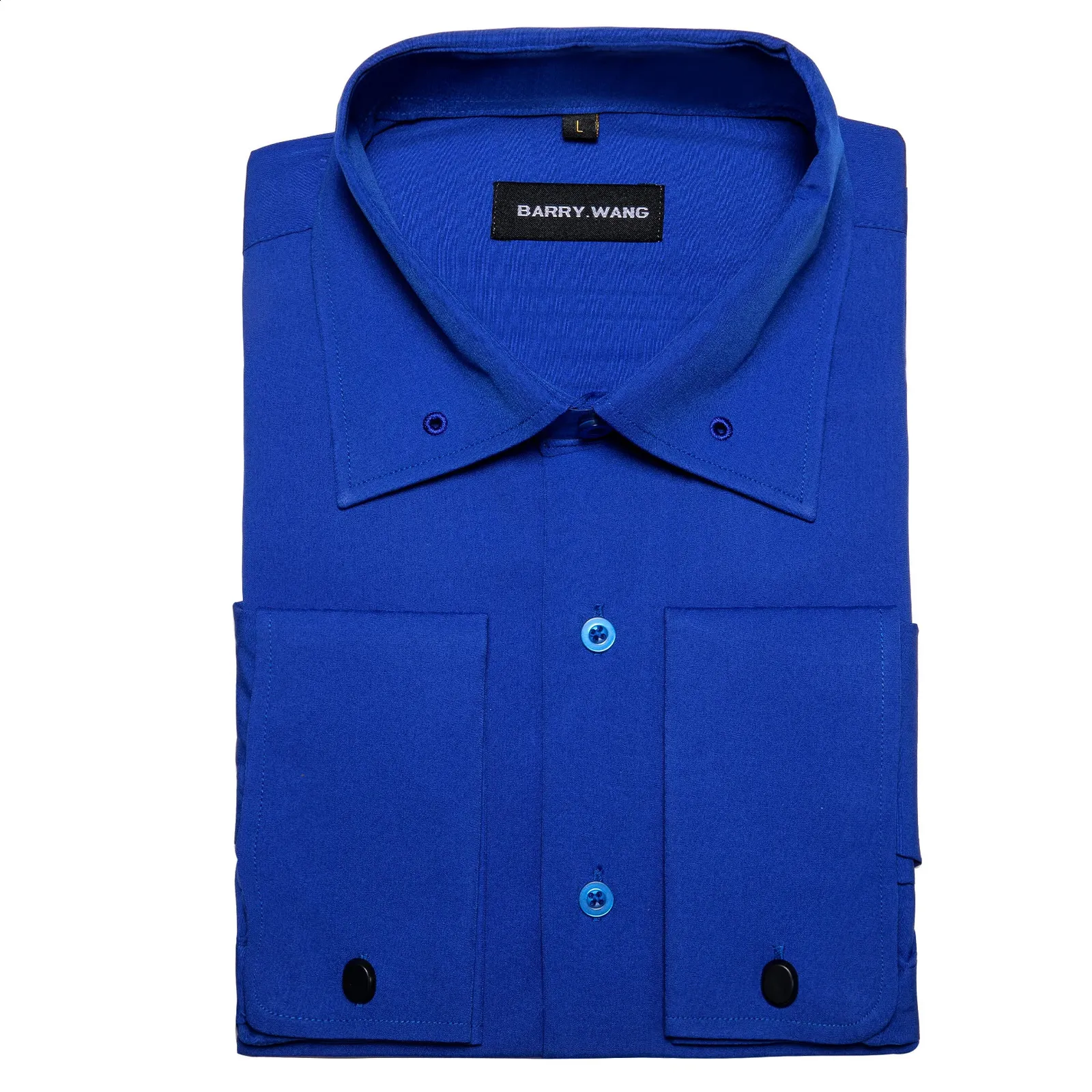 Silk Mens Royal Blue Shirt Floral Printed Long Sleeve Shirts Slim