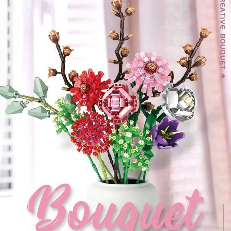 Rose Toy With Stem Building Blocks: DIY Flower... From Kam_wo_court1,  $25.08 | DHgate.Com