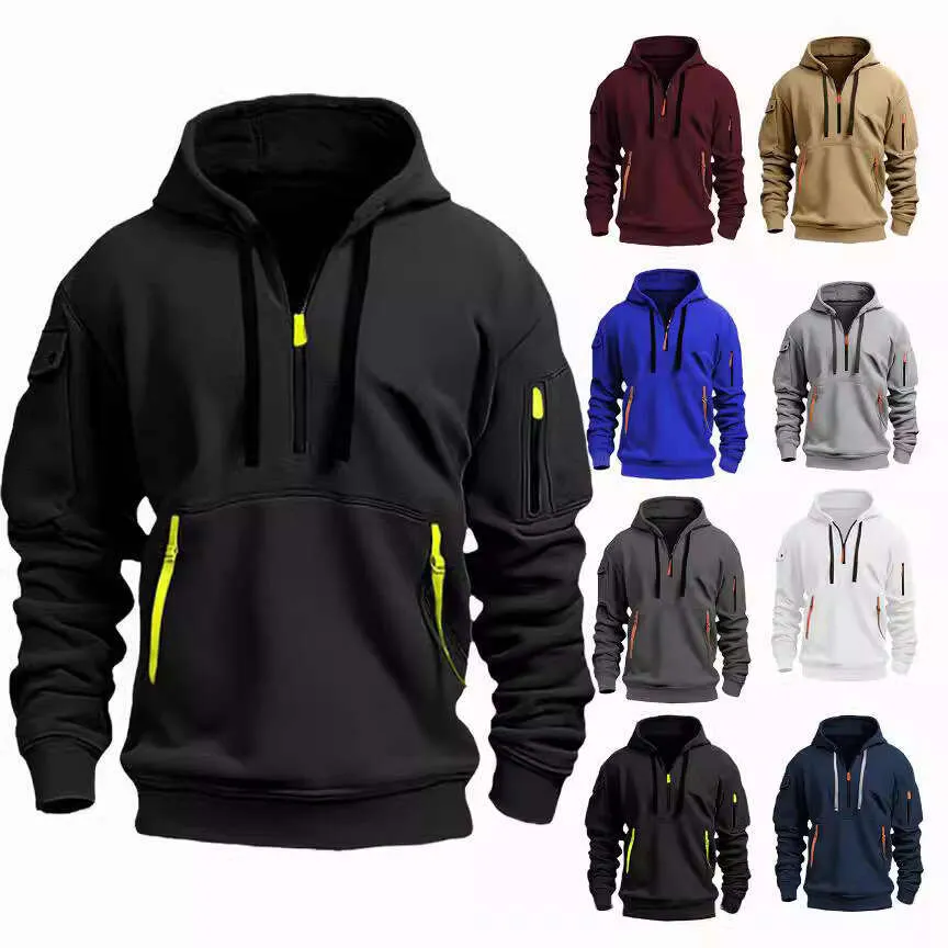 Premium Wool Blend Hoodie For Men - Thick, Warm, Solid Color, Long Sleeve, Zipper Collar, High Quality Cotton - Autumn/Winter Essential From Mens Hoodies & Sweatshirts - Price 83.97 - View #6