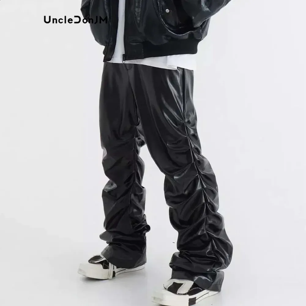 RHNDE Men's Pleated Leather motorcycle slacks RHNDE Men's Pleated Leather motorcycle slacks