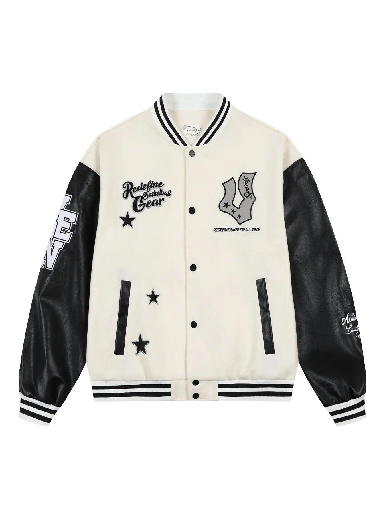 Veidoorn Preppy College-Jacke für Herren und Teenager, schicker Buchstabendruck, starke Stickerei, lässiger Baseball-Mantel für Herbst und Winter_voghion.com