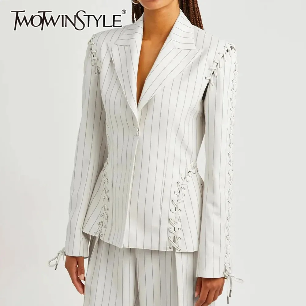Lock Style Jacket TWOTWINSTYLE Color Lock Stripe Long Lace Jacket with Patchwork Tweed ...
