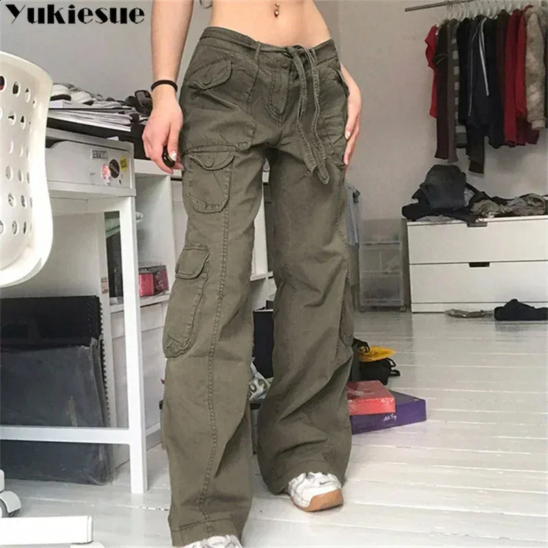 Y2K Cargo Pants Women - Low Waist Wide Leg Trousers, Summer