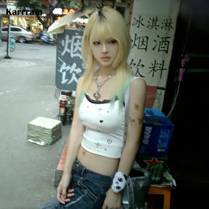 Y2k Lace Cami Top: Vintage Harajuku Style Tank, 2000s