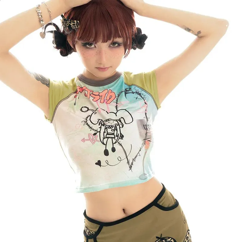 Y2K Japanese Crop Top, Manga Graphic Tee For Women | DHgate
