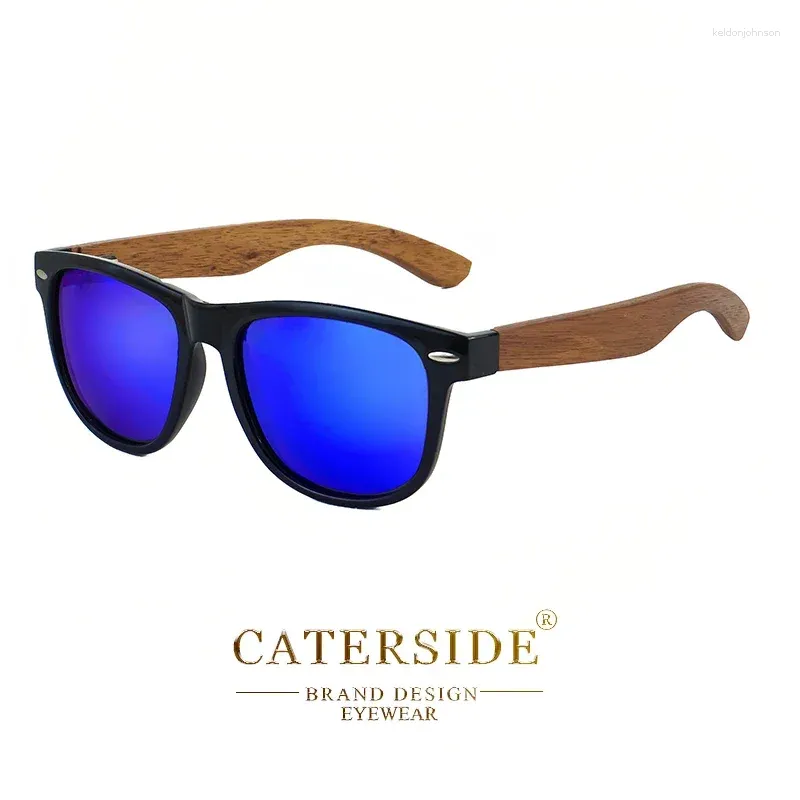 Retro Square Wood Frame Sunglasses - Lightweight Polarized Amazon.com: WOODONLY Walnut Wood Polarized Sunglasses - Cool  main image 3