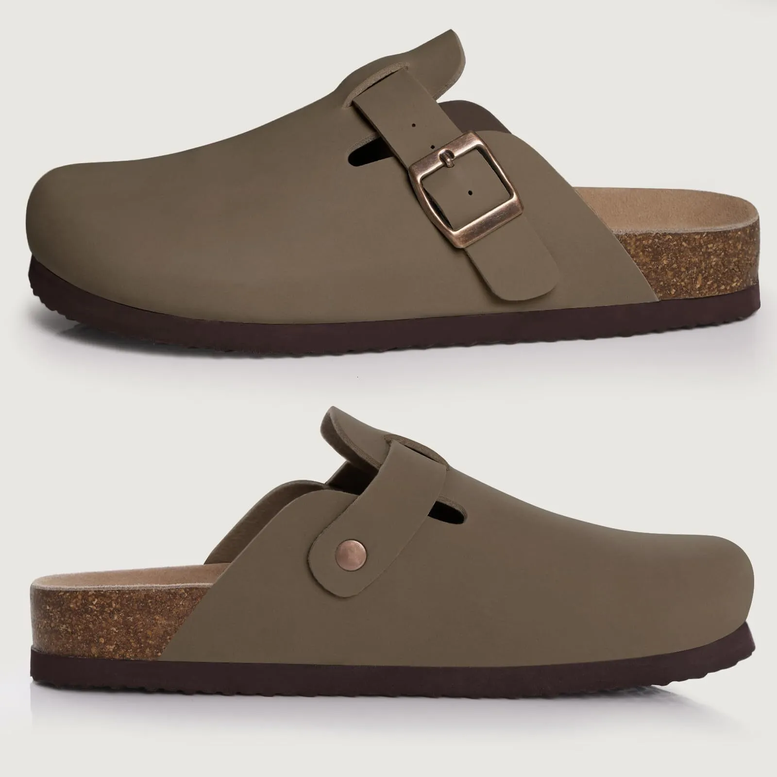 Zuecos Corcho Fieltro Zuecos De Casa Mujer - Plantilla Corcho Y Fieltro - Suela EVA Antideslizante - Talla 41 EU Calzado Casa