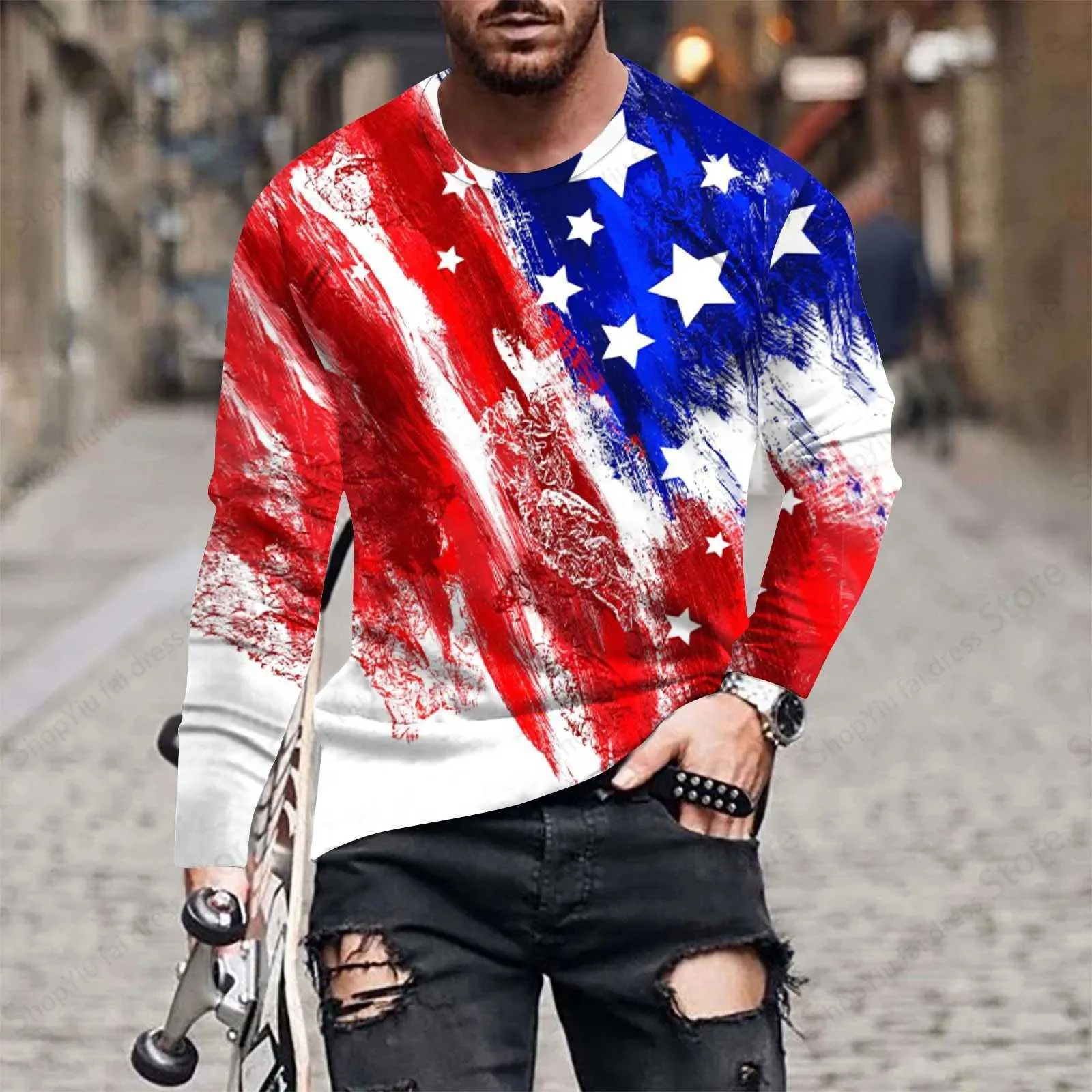 USA Flag Long Sleeve T-Shirt - Mens \u0026 Womens 3D American Flag Print Tee,  Patriotic Fashion Tops, Plus Size Available from Dhgate Mens T-Shirts -  price 15.27, image size:1600x1600