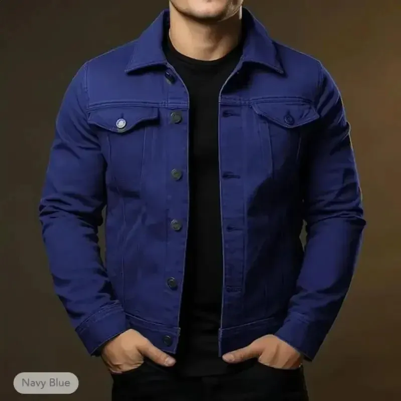 Mens Washed Denim Jacket: Casual Autumn Top, Loose Fit