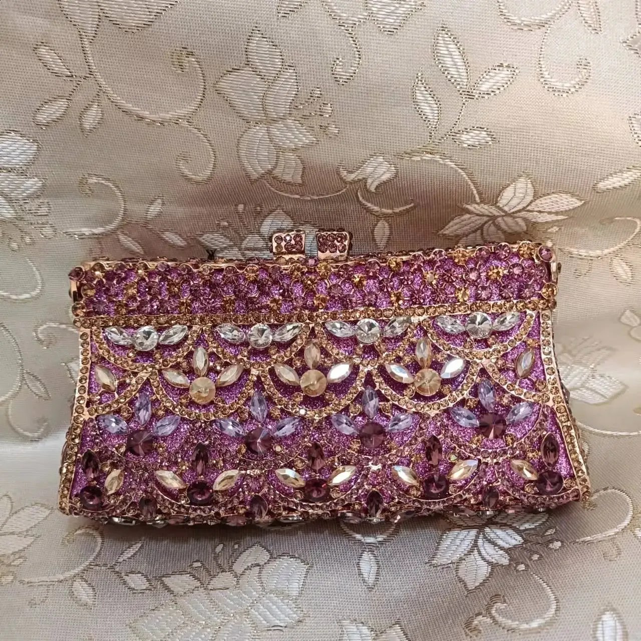 Evening Bags Purple Glitter Bag Luxury Rhinestones Evening Clutch
