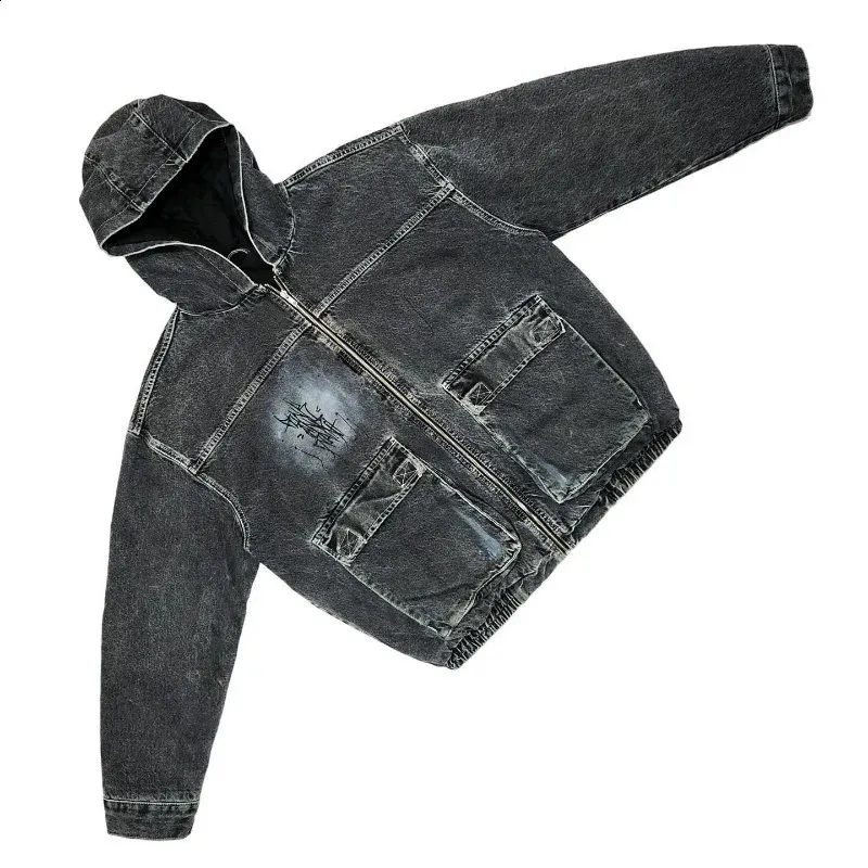 ＜H＞DISTRESSED DENIM JACKET/ジャケット Oversized Distressed Denim Jacket - Light denim blue