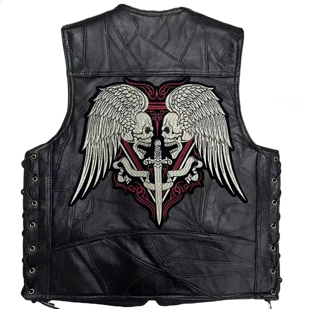 Leather motorcycle riding vest deals