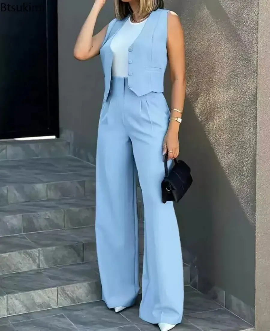 Pantalon Large Taille élastique Pantalon Palazzo Femme 2025